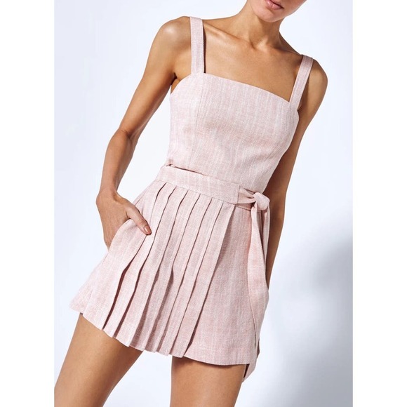 Alexis Pants - Alexis Linosa Romper Rosewater Small Linen Pleated Skirt Skort